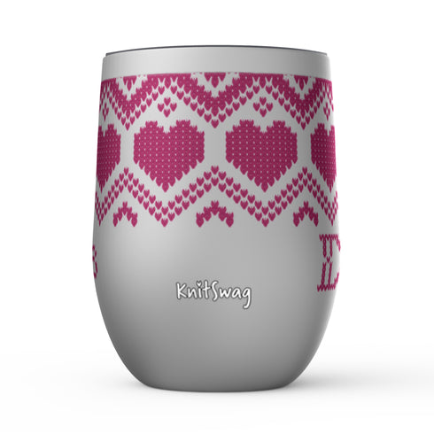 Fair Isle Hearts Stemless Wine Tumblers